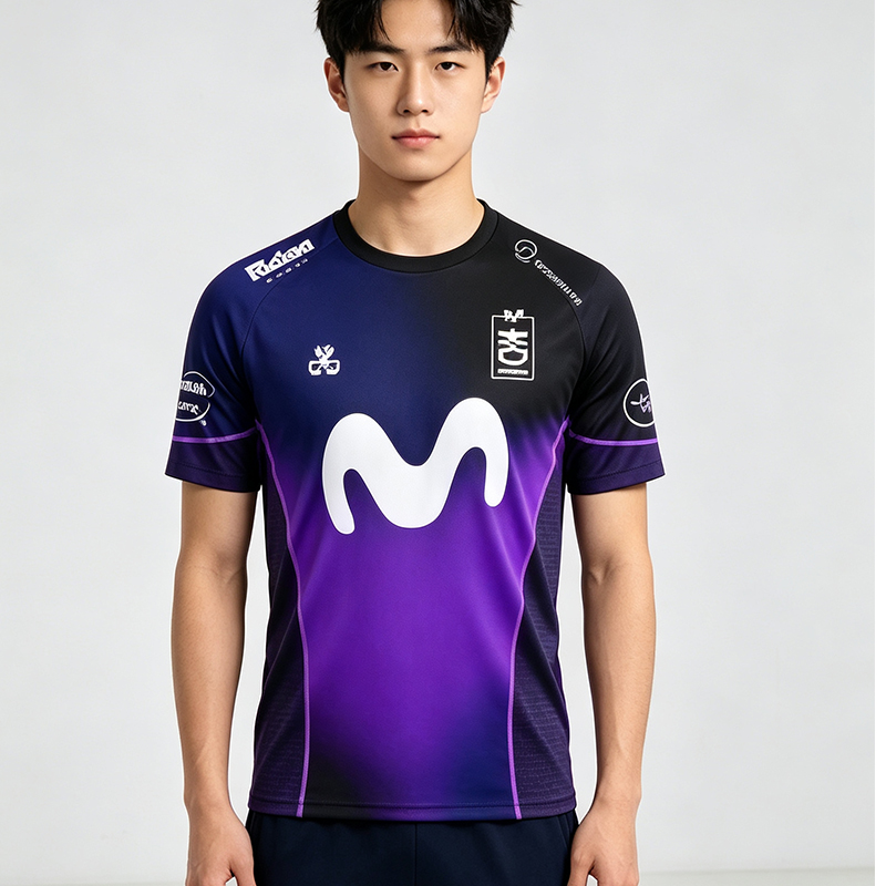 Esports Gaming Team - 新しい人気のeスポーツ競技用チームユニフォーム男性用女性用パープルブラックグラデーションTシャツはゲーミング愛好家限定です