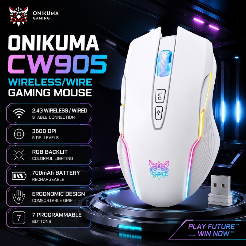 Es5 Esports Rgb Gaming Mouse - ONIKUMA CW905 ワイヤレスゲーミングマウス 2.4G 有線接続 3600