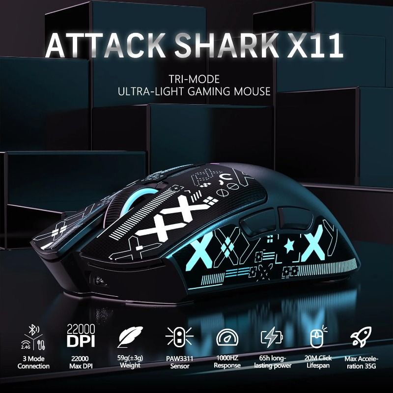 ATTACK SHARK X11 ワイヤレスゲーミングマウス - Es5 Esports Rgb Gaming Mouse のレビューと価格