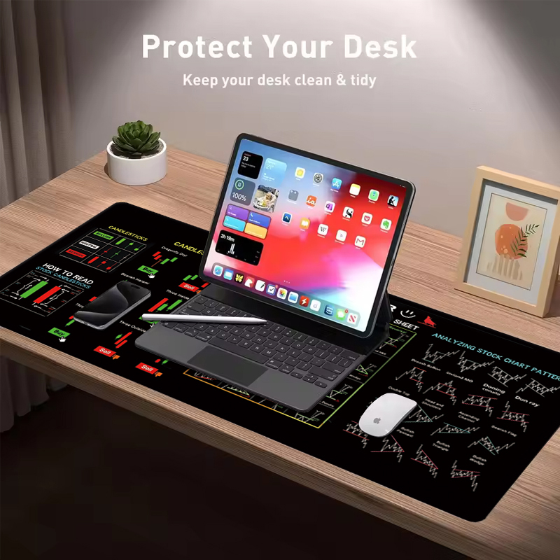 EXCO株式市場トレーダー革製マウスパッド、大型キャンドルス - Esports Gaming Desk のレビューと価格