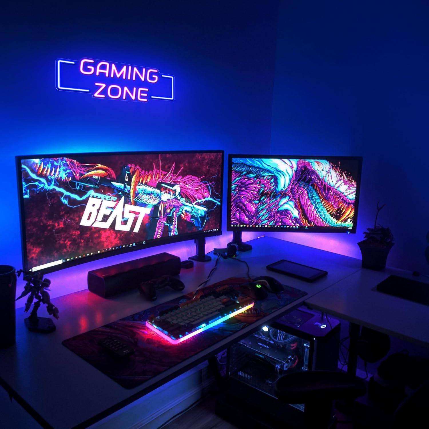 ゲーミングゾーンネオンサインUSB LEDネオンライト壁飾り - Esports Gaming Bar のレビューと価格