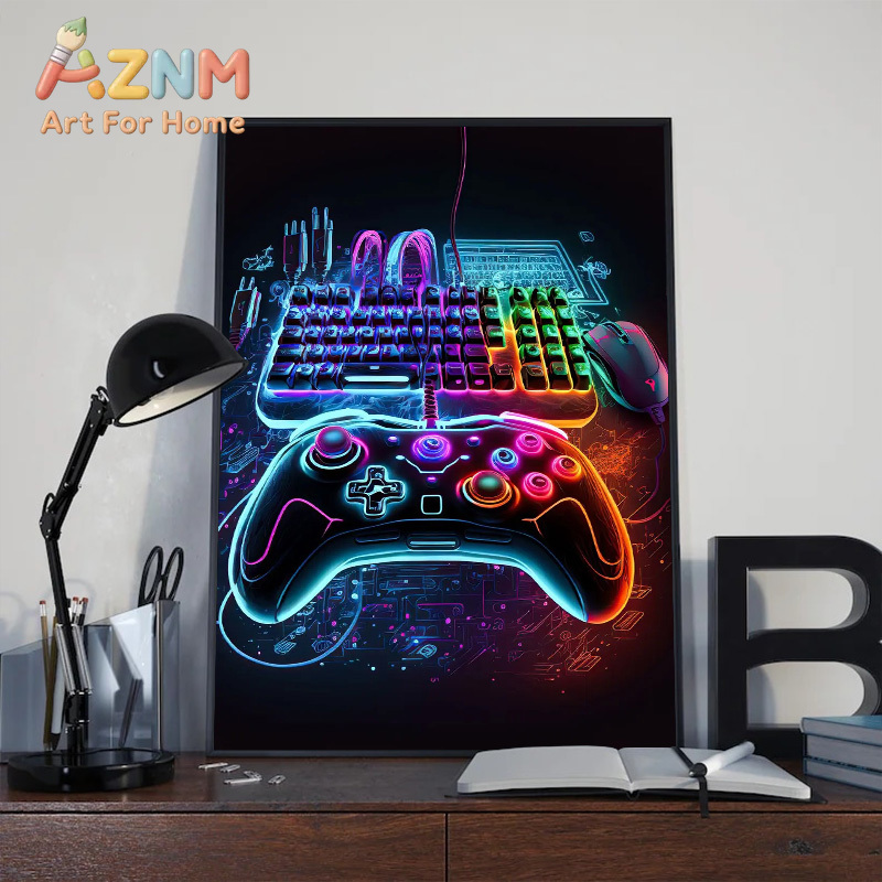 モダンなネオンポップクールなゲーミングウォールアートポスター - Gaming Esports Esports のレビューと価格