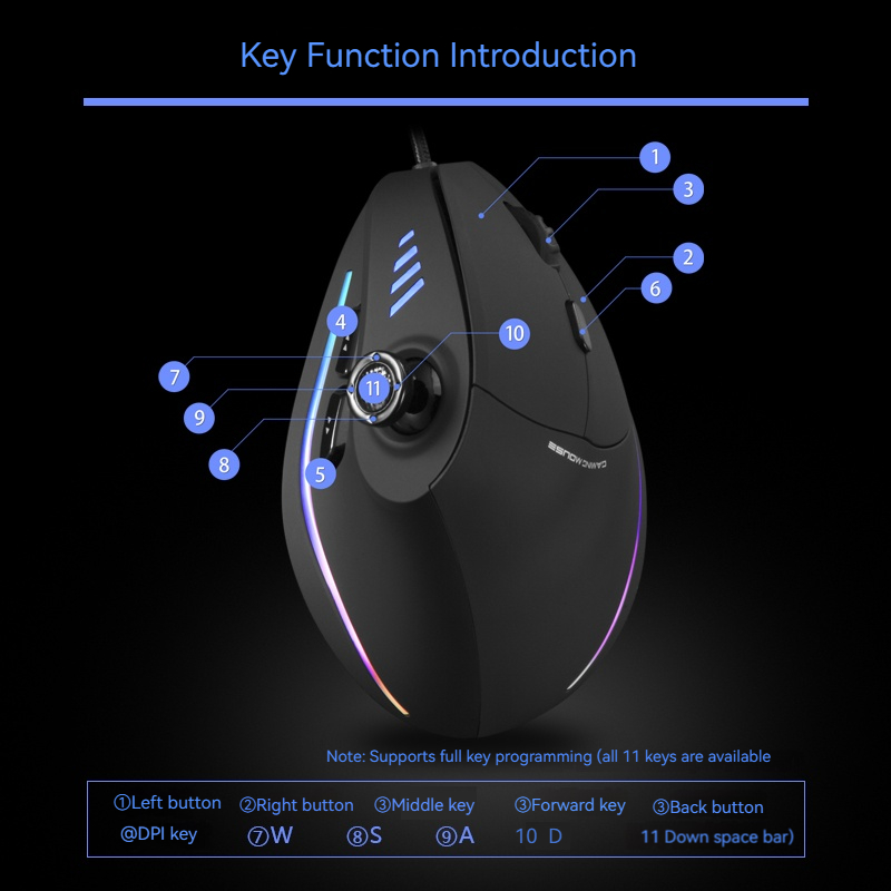 C-18垂直ゲーミングマウス 10000 DPI プログラム - Es5 Esports Rgb Gaming Mouse のレビューと価格