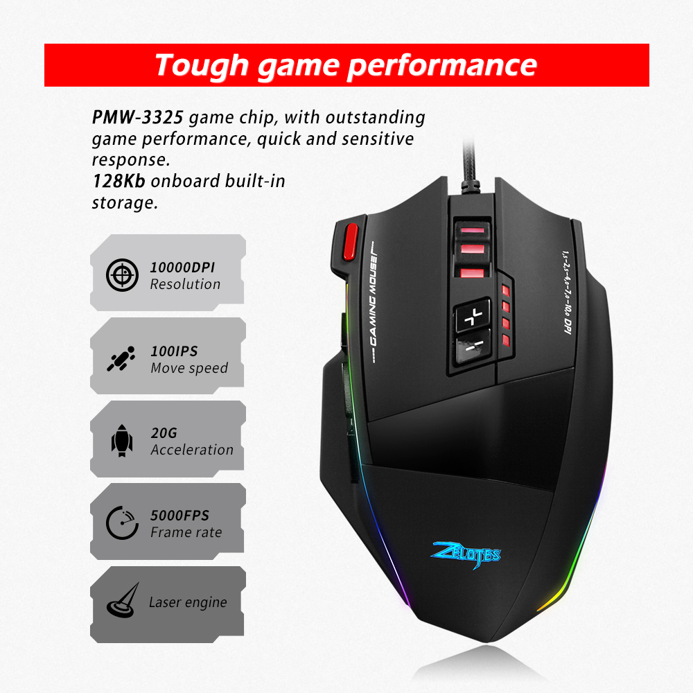 ZELOTES C13 有線マウス 10000DPI プログ - Es5 Esports Rgb Gaming Mouse のレビューと価格